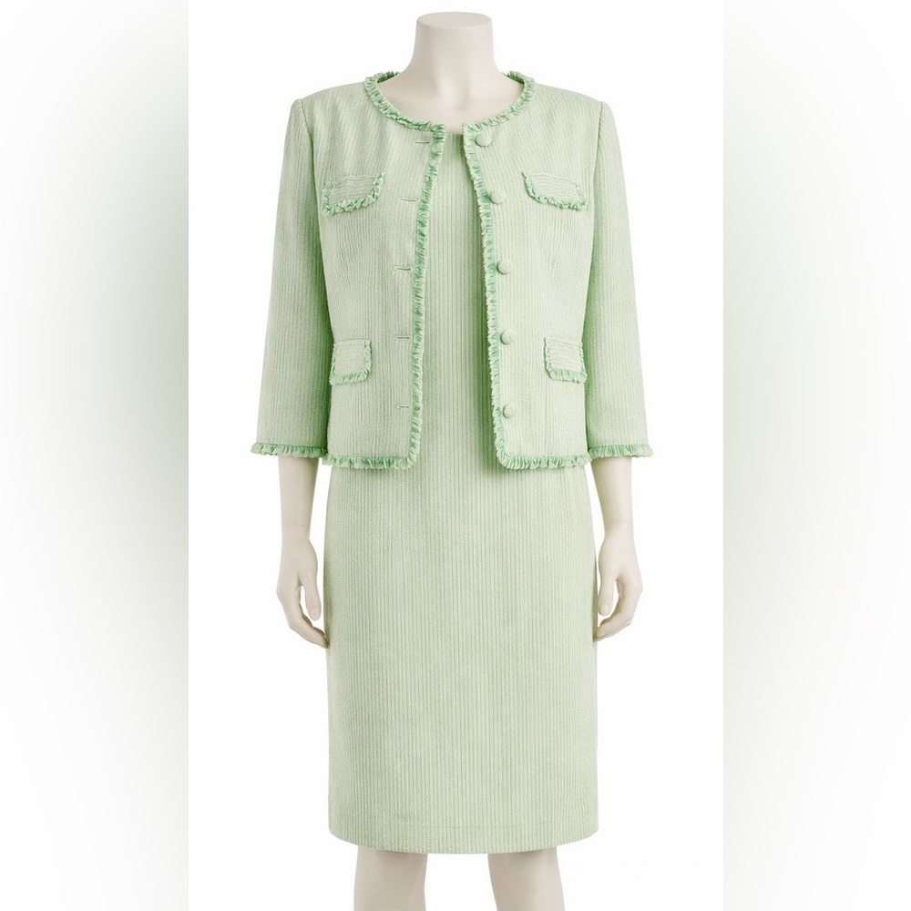 Set Preston & York Clover Green Pin Stripe Blazer & Midi Shift Easter Dress